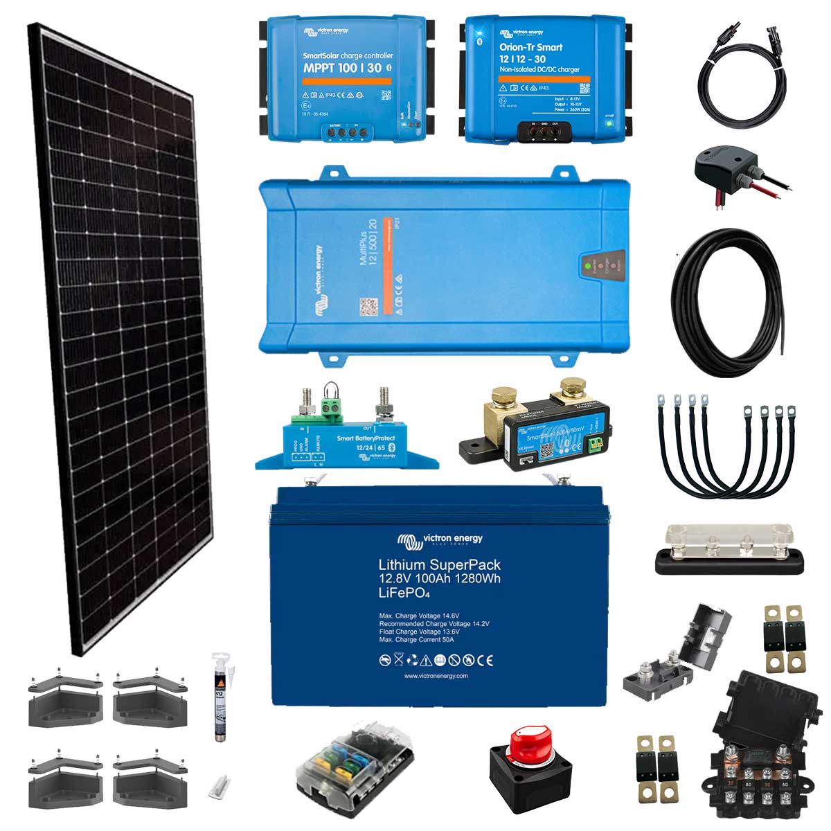 Kit biénergie 12V solaire 400W et charge par alternateur 360W pour véhicule