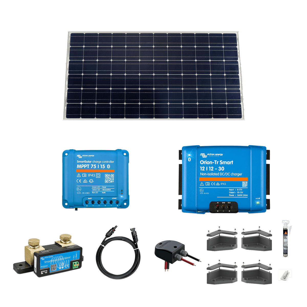 Kit biénergie 12V solaire 175W et charge par alternateur 360W pour véhicule - Pharos Energies