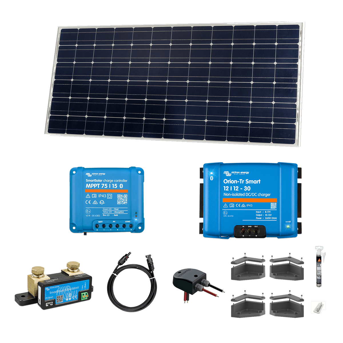 Kit biénergie 12V solaire 215W et charge par alternateur 360W pour véhicule - Pharos Energies