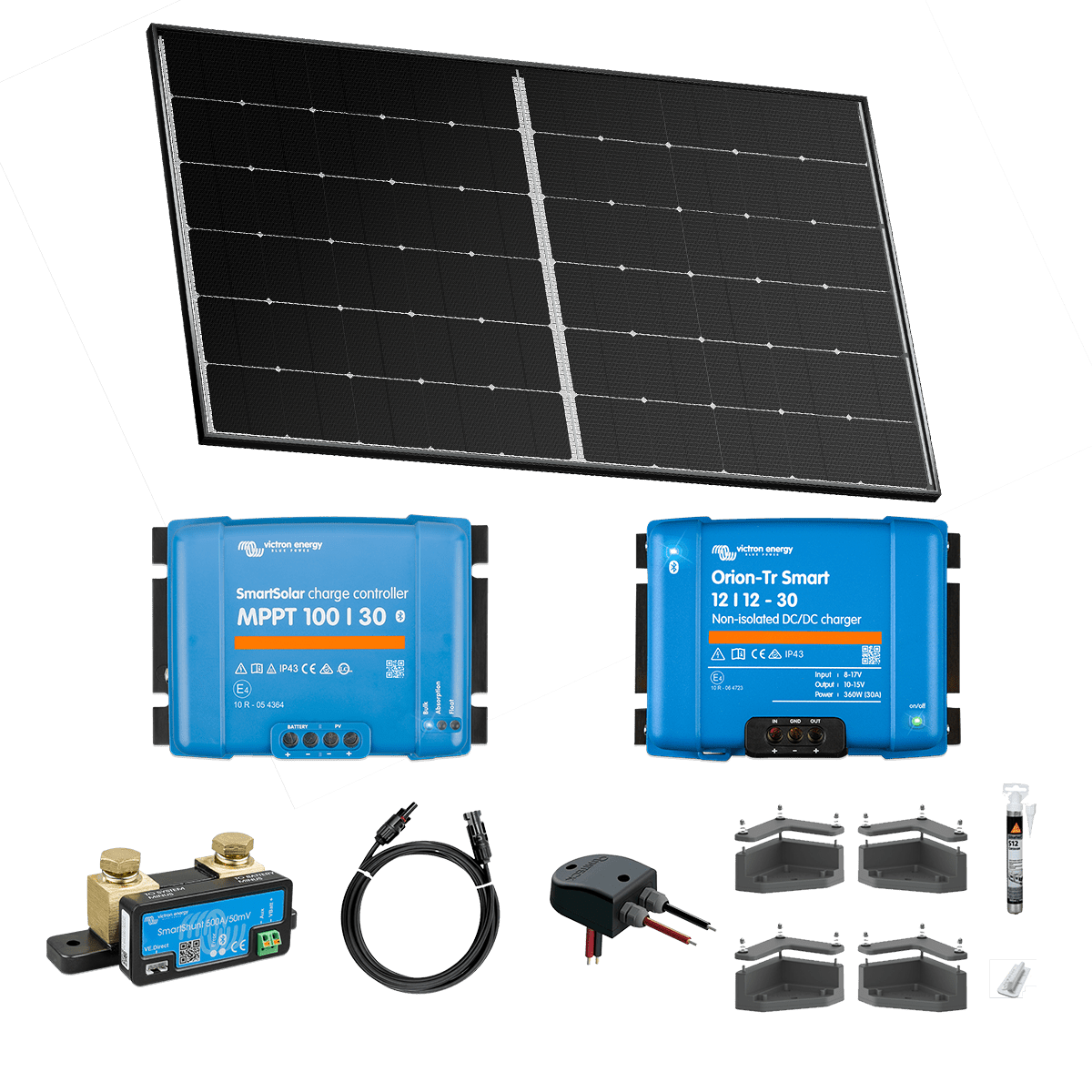 Kit biénergie 12V solaire 390W et charge par alternateur 360W pour van ou camping-car - Pharos Energies